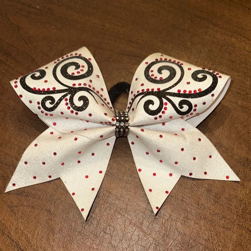 White and Black Decorative Hair Bow